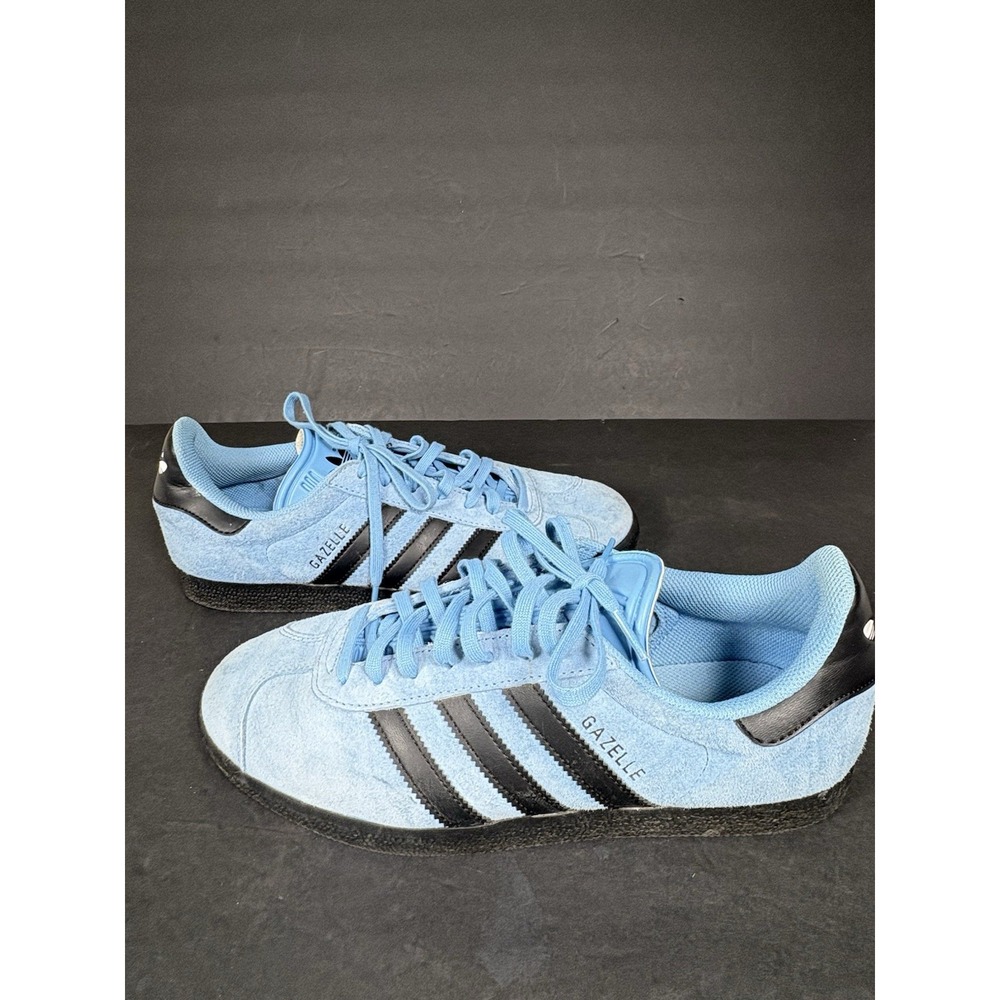 Adidas Gazelle IH3817 Men's Size 9 Light Blue Black Suede Sneakers Shoes